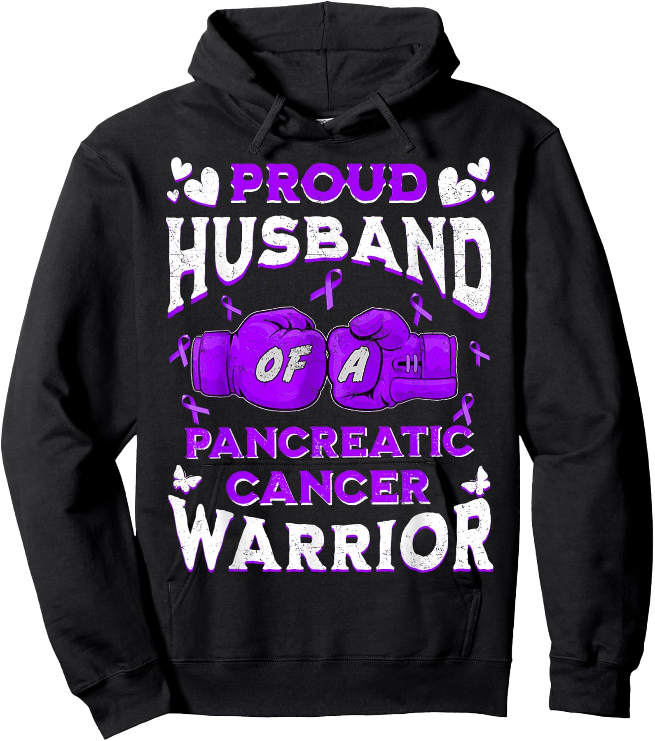 Proud Husband Of A Pancreatic Cancer Warrior Awareness Hoodie - Hoodie | Black