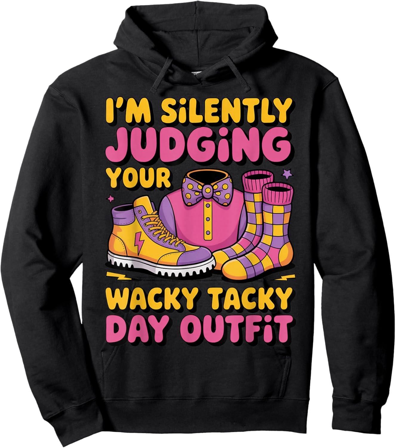 I'm Silently Judging Summer Wacky Mismatch Day Tacky Day Hoodie - Hoodie | Black