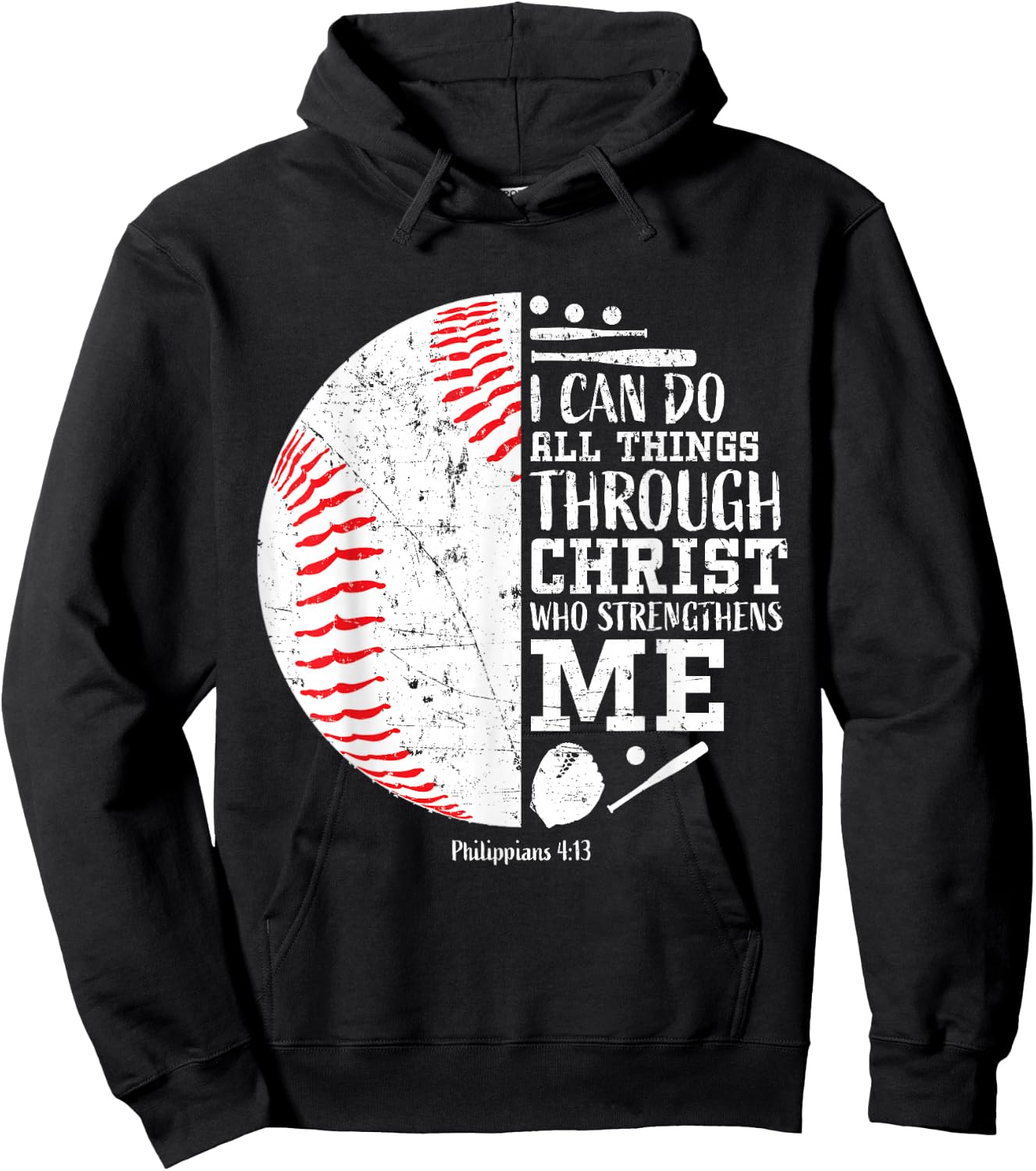 Christian Baseball I Can Do All Things Religious Verse Gifts Hoodie - Hoodie | Black