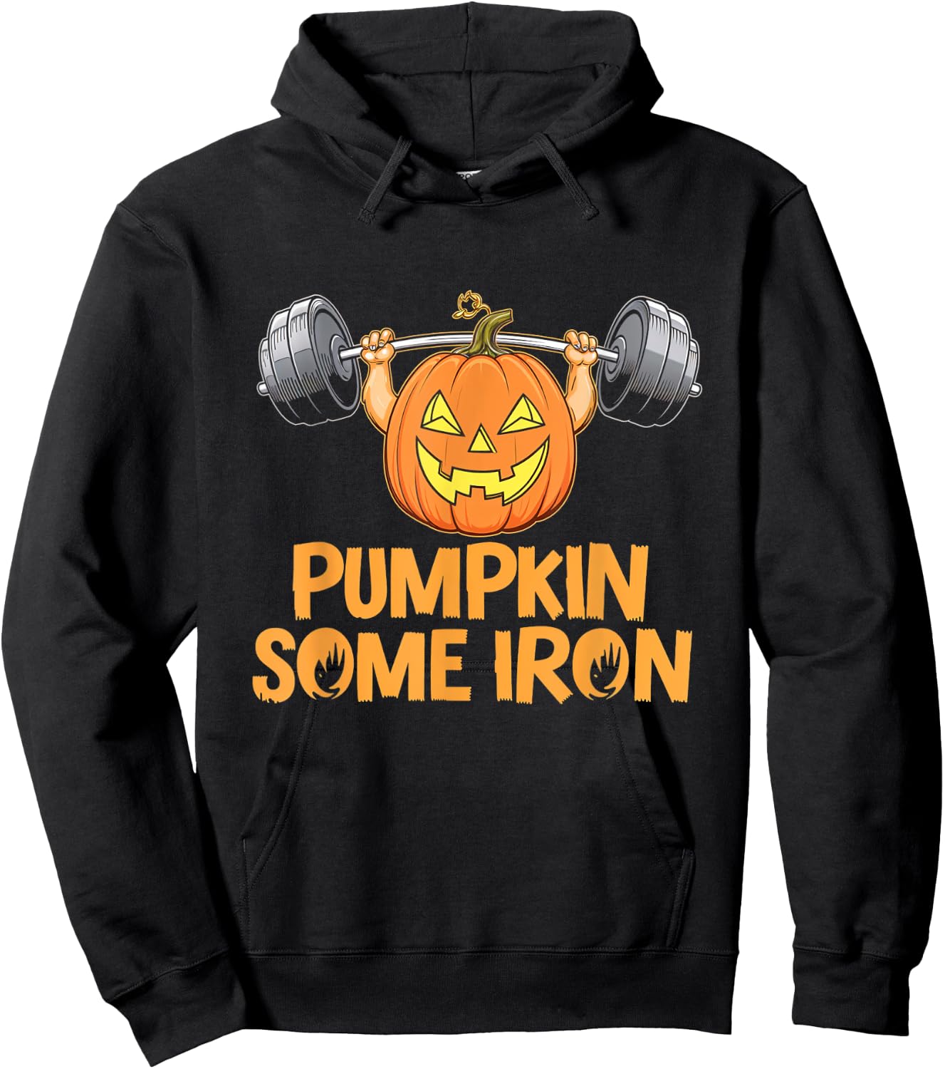 Pumpkin Some Iron Halloween Fitness Gym Weightlifting Hoodie - Hoodie | Black