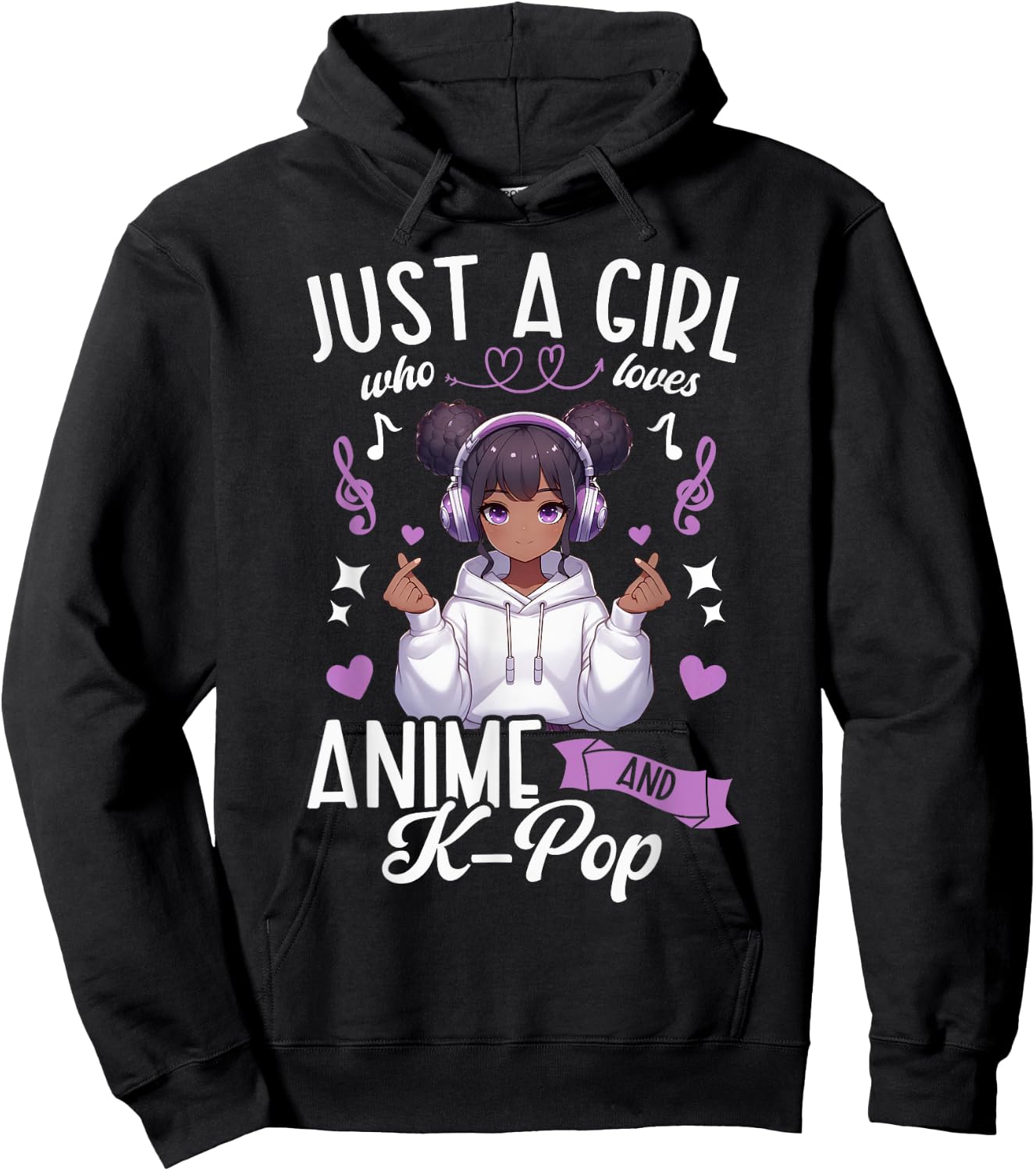 Just A Girl Who Loves Anime and K-Pop African American Afro Hoodie - Hoodie | Black