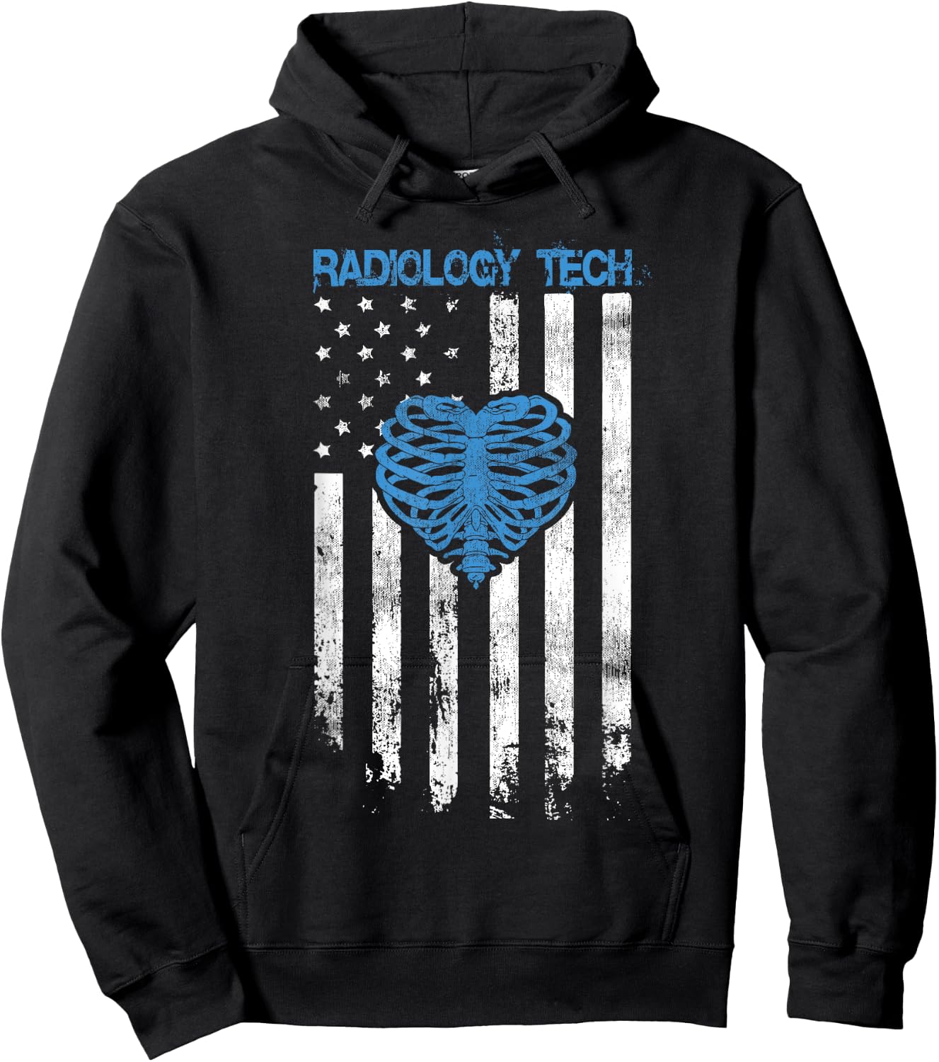 RADIOLOGY TECH - American Flag Ribs Heart Design Hoodie - Hoodie | Black