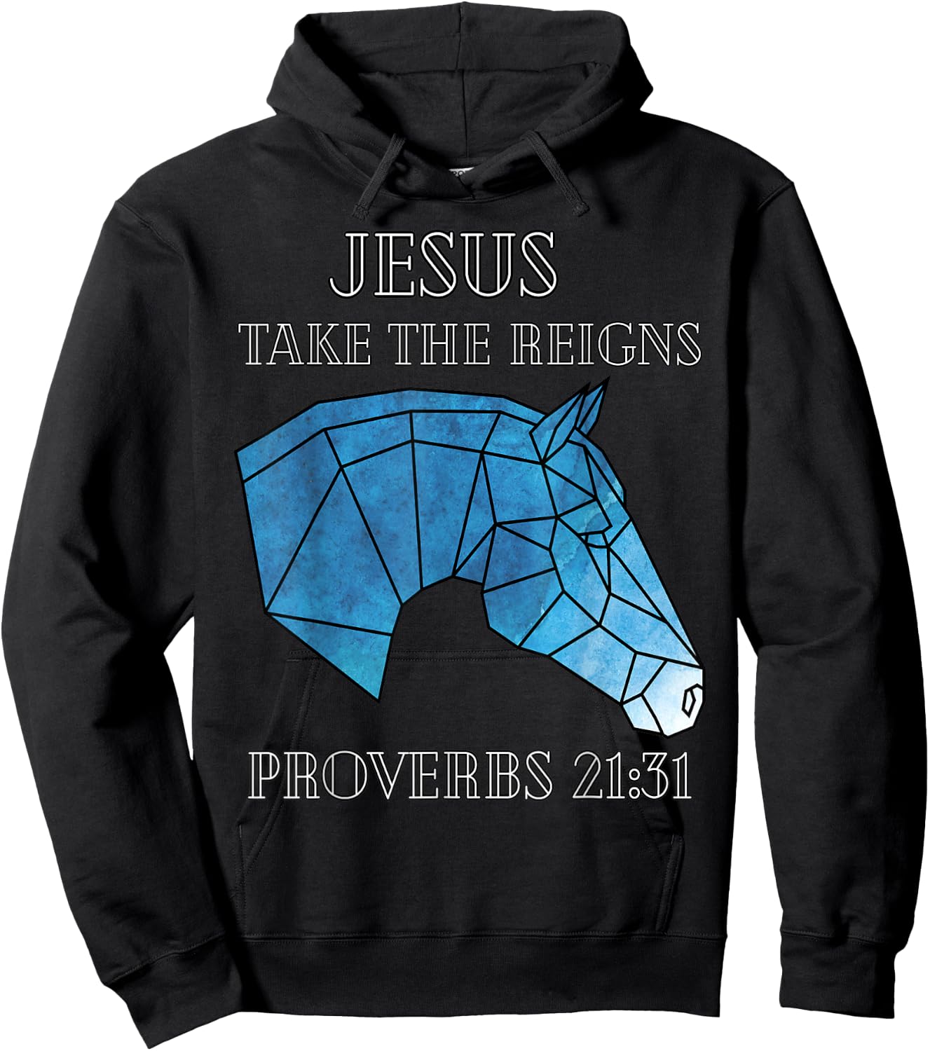 Cute Jesus Take The Reins Stained Glass Horse Hoodie - Hoodie | Black