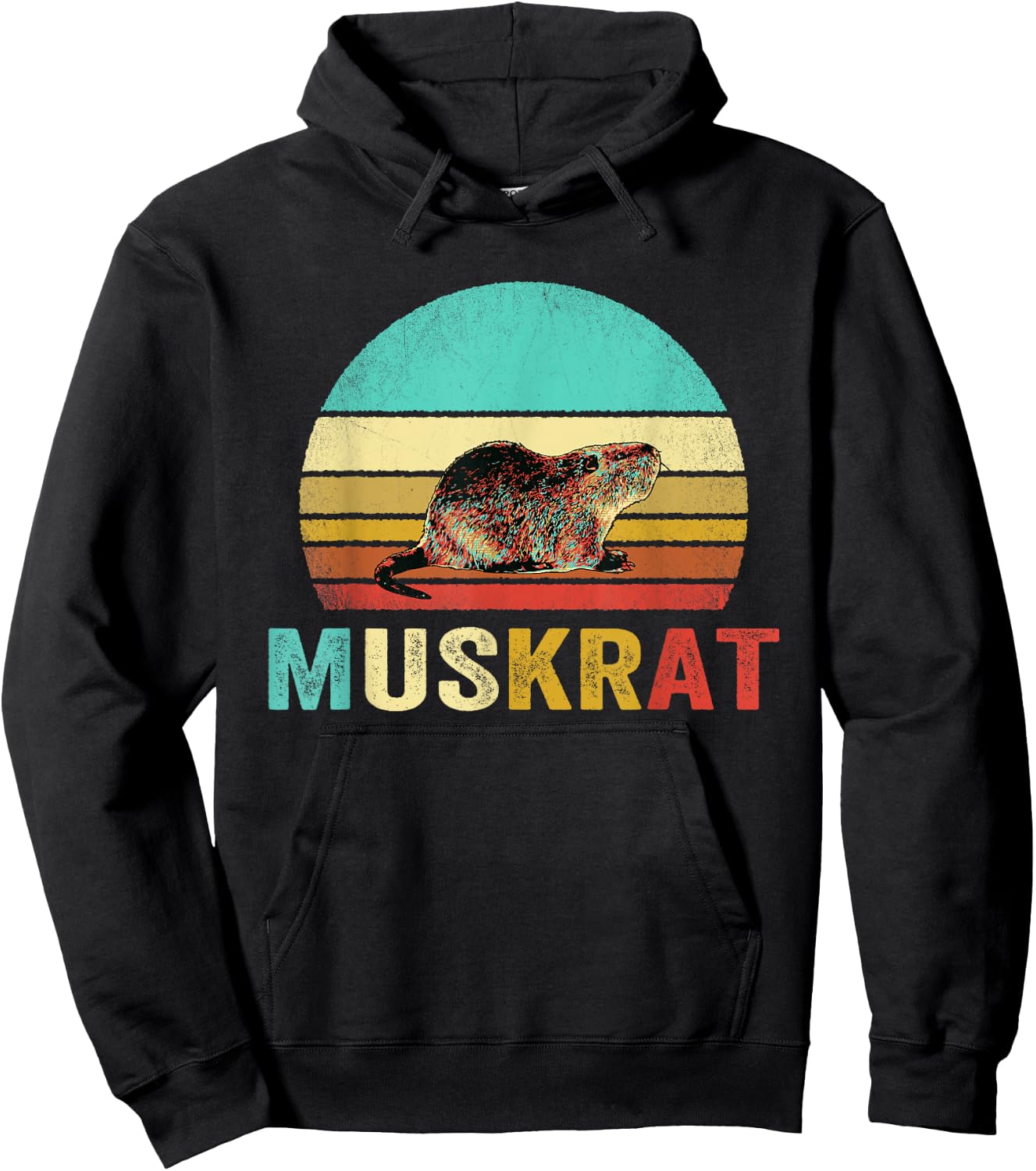 Vintage Muskrat Shirt Sunset Hoodie - Hoodie | Black