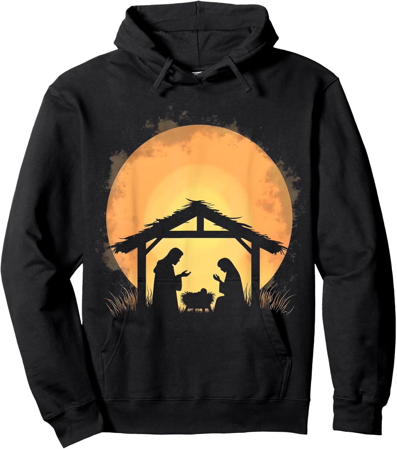 Peaceful Nativity Silhouette Christmas Scene Hoodie - Hoodie | Black