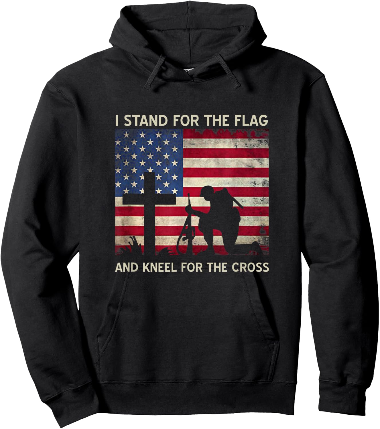 I Stand For The Flag And Kneel For The Cross Gift Hoodie - Hoodie | Black