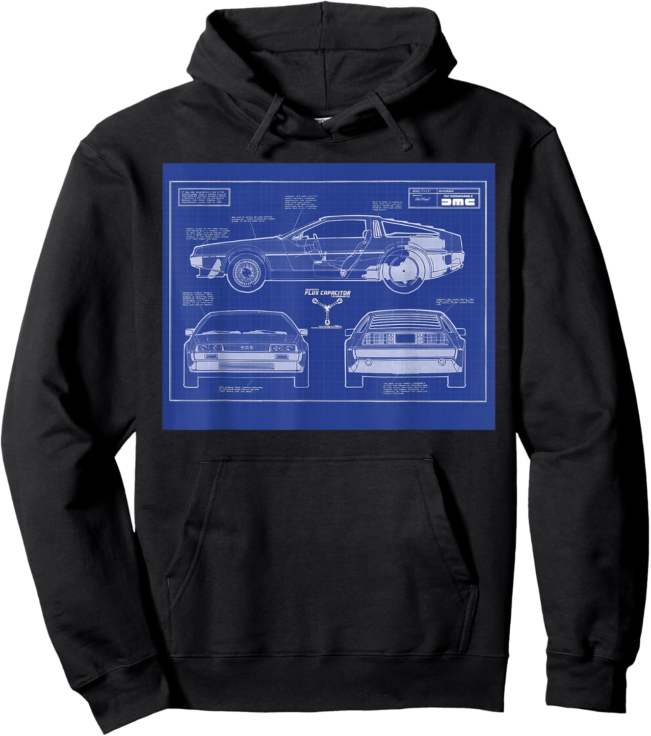 Back To The Future - DeLorean Blueprint Hoodie - Hoodie | Black