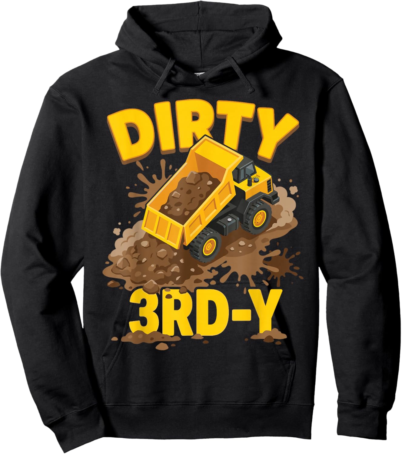 Dirty 3rd-Y Dump Truck Construction 3rd Birthday Boy Diggers Hoodie - Hoodie | Black