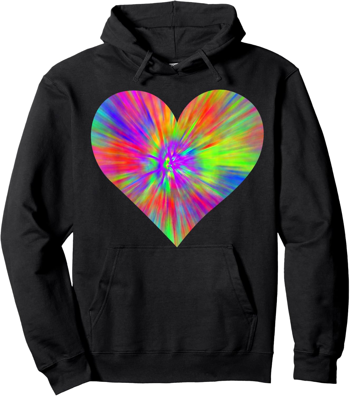 Tie Dye Peace Heart | Cute Colorful Rainbow Sign Gift Hoodie - Hoodie | Black