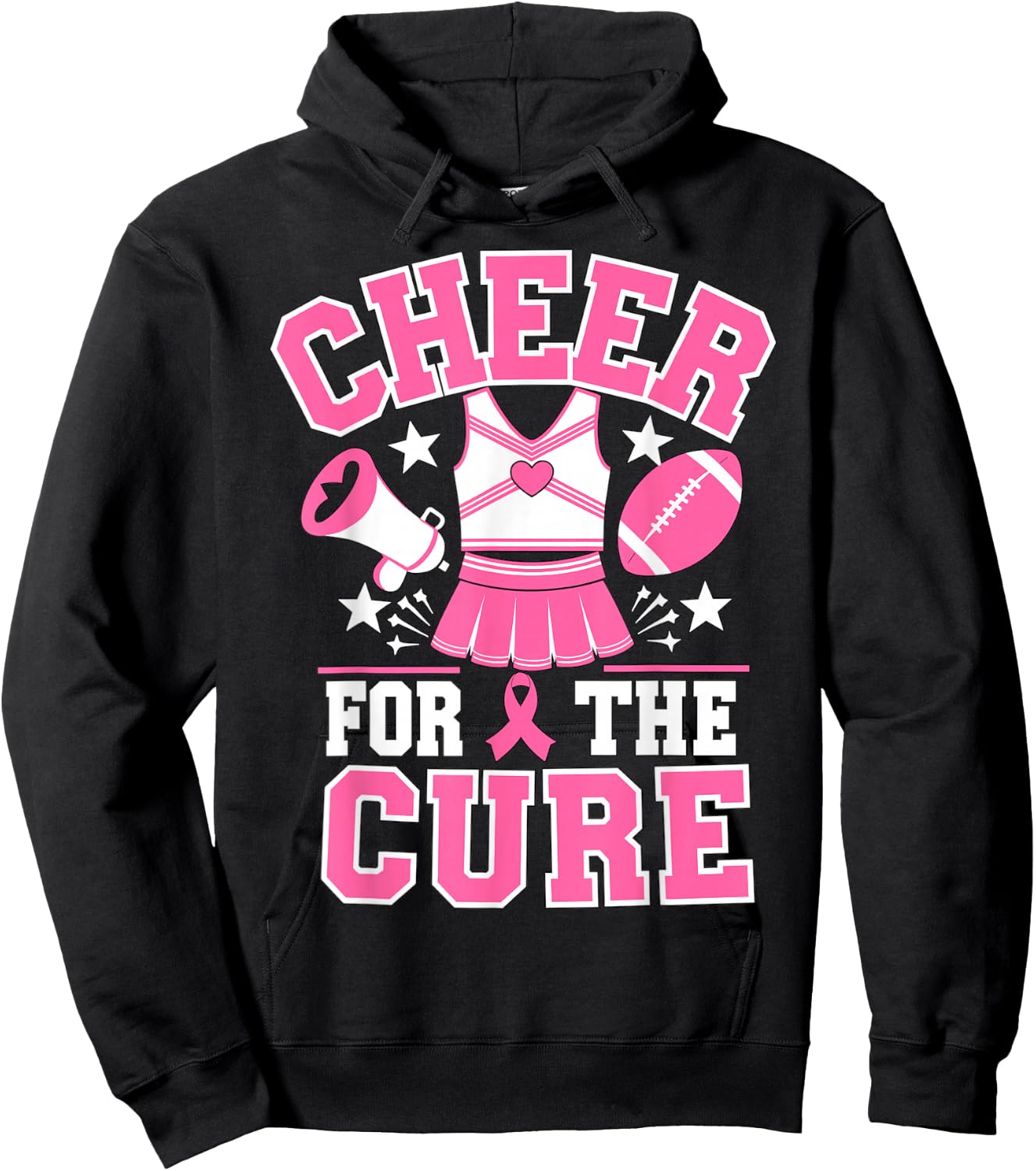 Cheer for the Cure Cheerleader Breast Cancer October Hoodie - Hoodie | Black