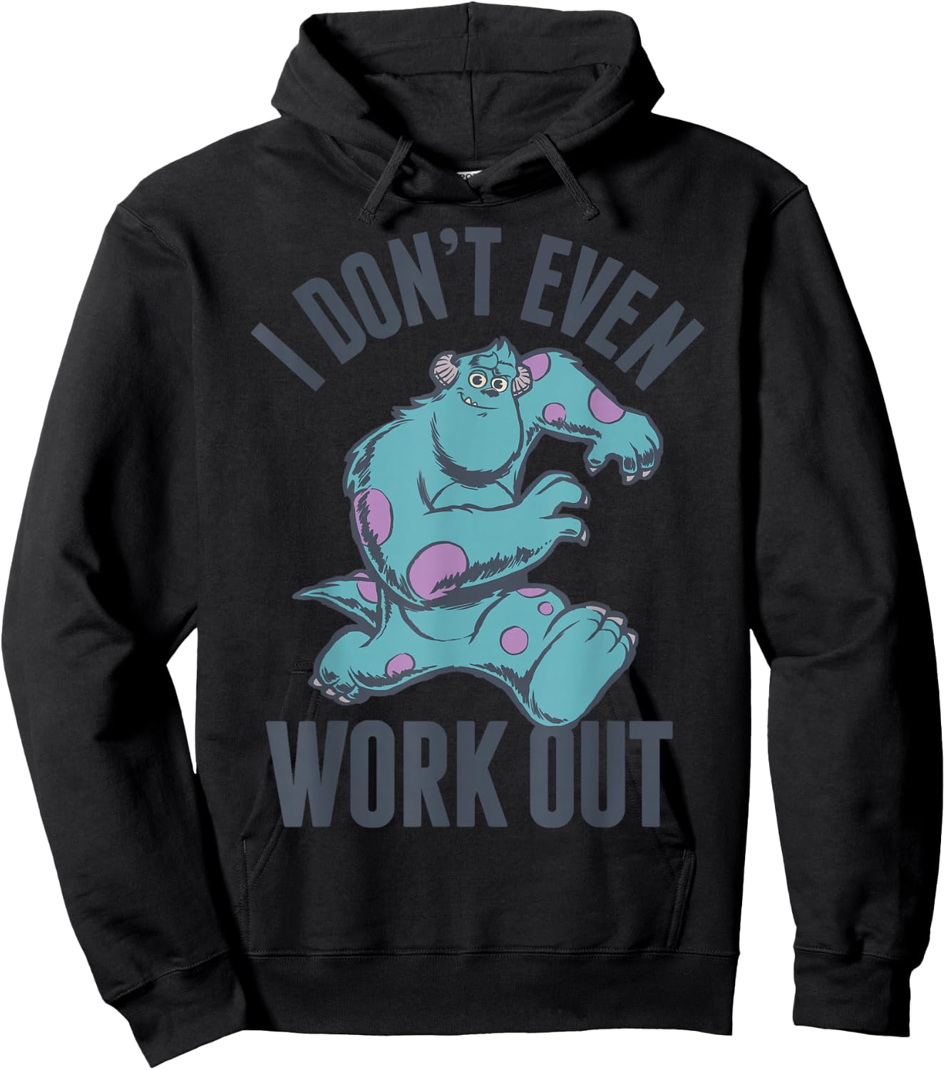 Disney Pixar Monsters, Inc Sulley I Don't Even Work Out Logo Hoodie - Hoodie | Black