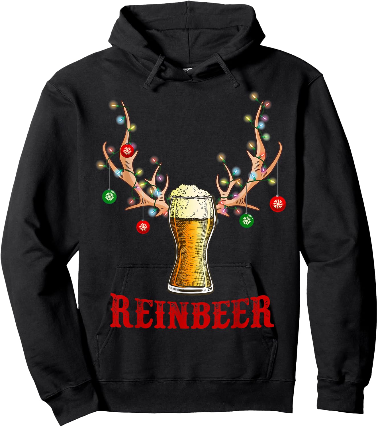 Man Cave Reinbeer Christmas Gift Beer Lovers Costume Men Hoodie - Hoodie | Black