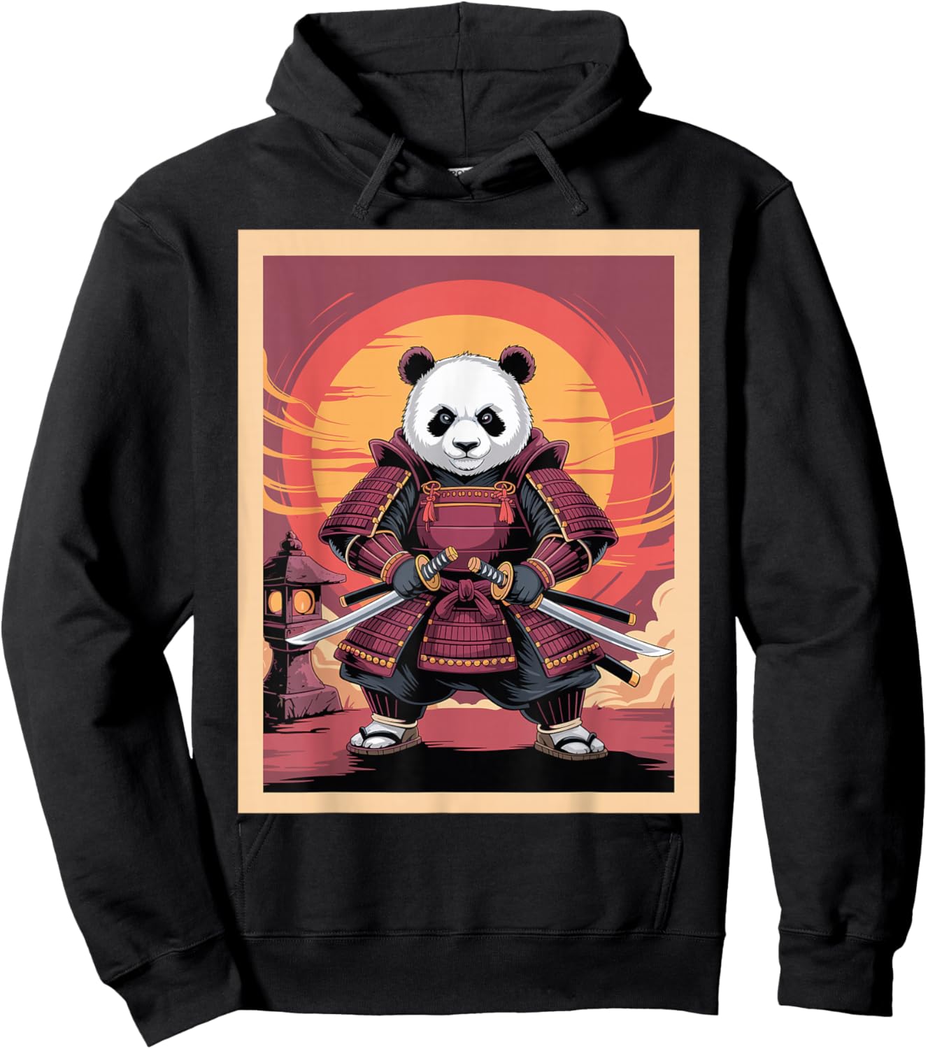 Samurai Panda Graphic Japanese Art Panda Ninja Anime Hoodie - Hoodie | Black