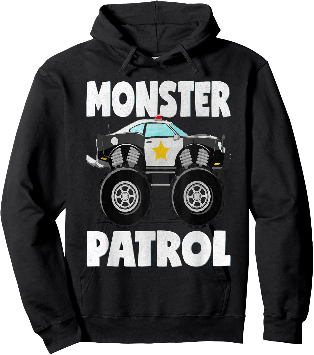 Monster Patrol Vintage Police Cop Car Monster Trucks Hoodie - Hoodie | Black