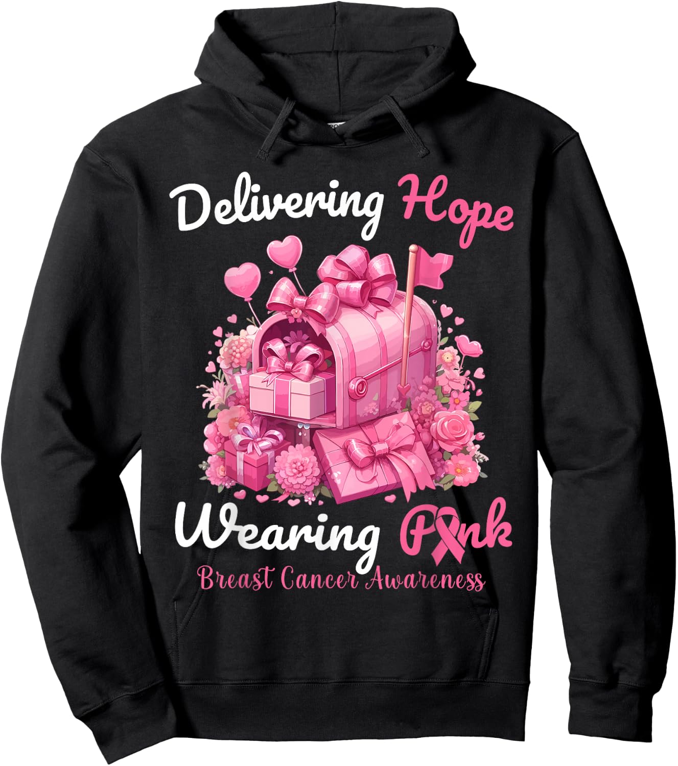 Postal Worker Breast Cancer Awareness October We Wear Pink Hoodie - Hoodie | Black