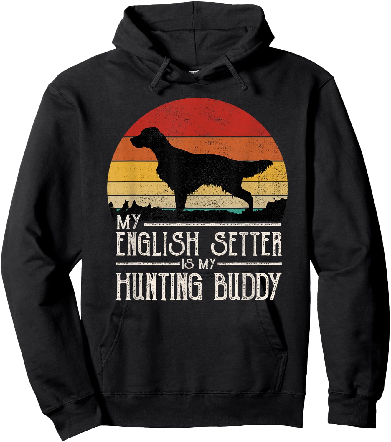 Vintage Sunset Hunting Dog English Setter Women Kids Hoodie - Hoodie | Black
