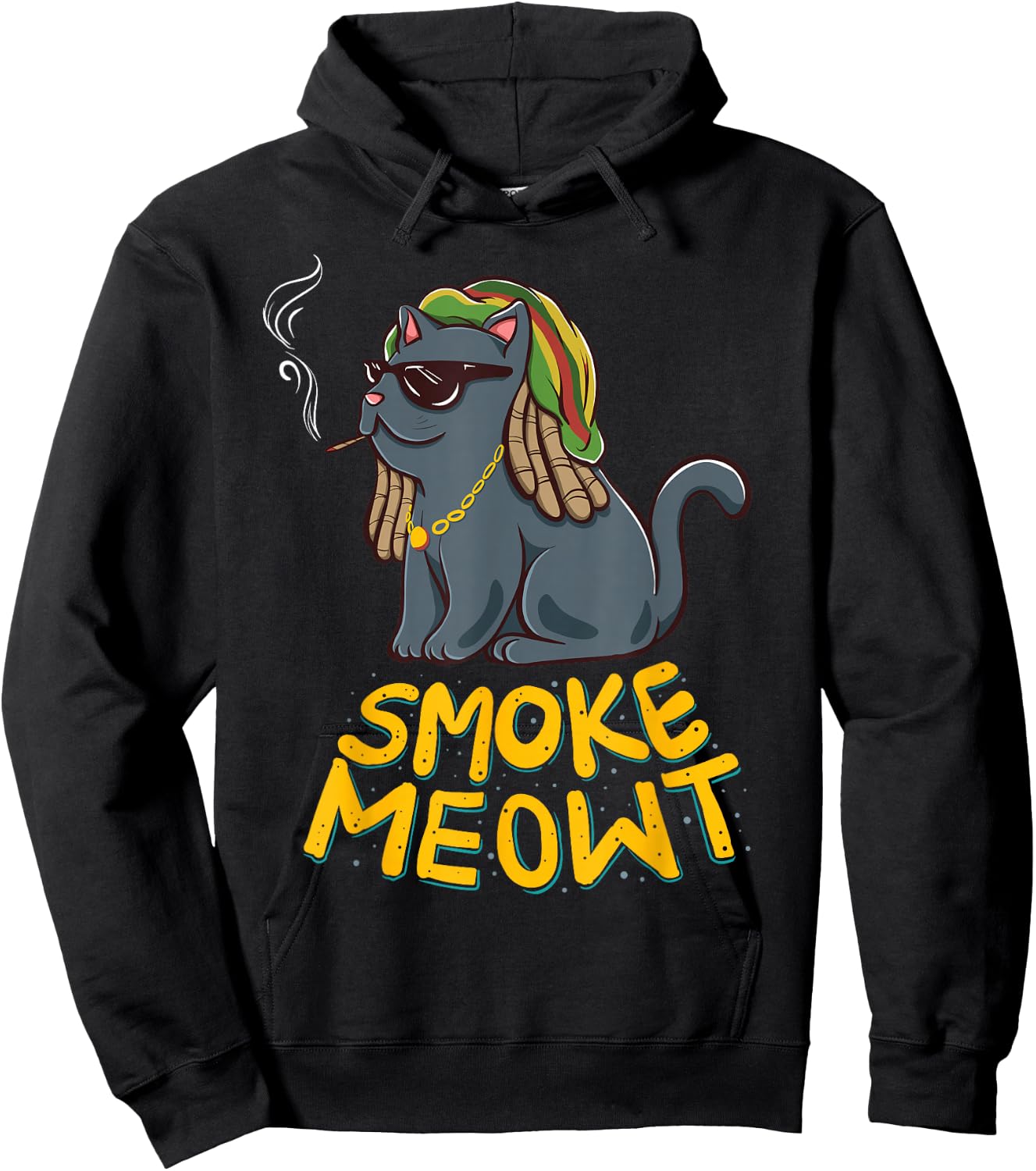 Weed Smoking Cat Smoke Meowt THC CBD Marihuana Stoner Kitten Men Women Hoodie - Hoodie | Black