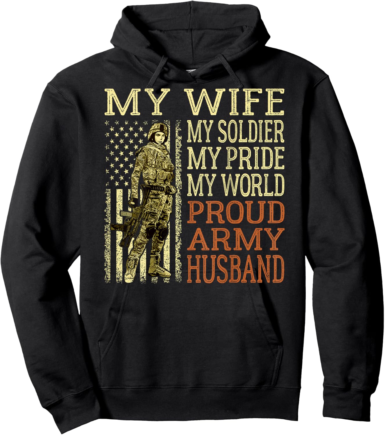 My Wife My Soldier Hero - Proud Army Husband Military Spouse Hoodie - Hoodie | Black