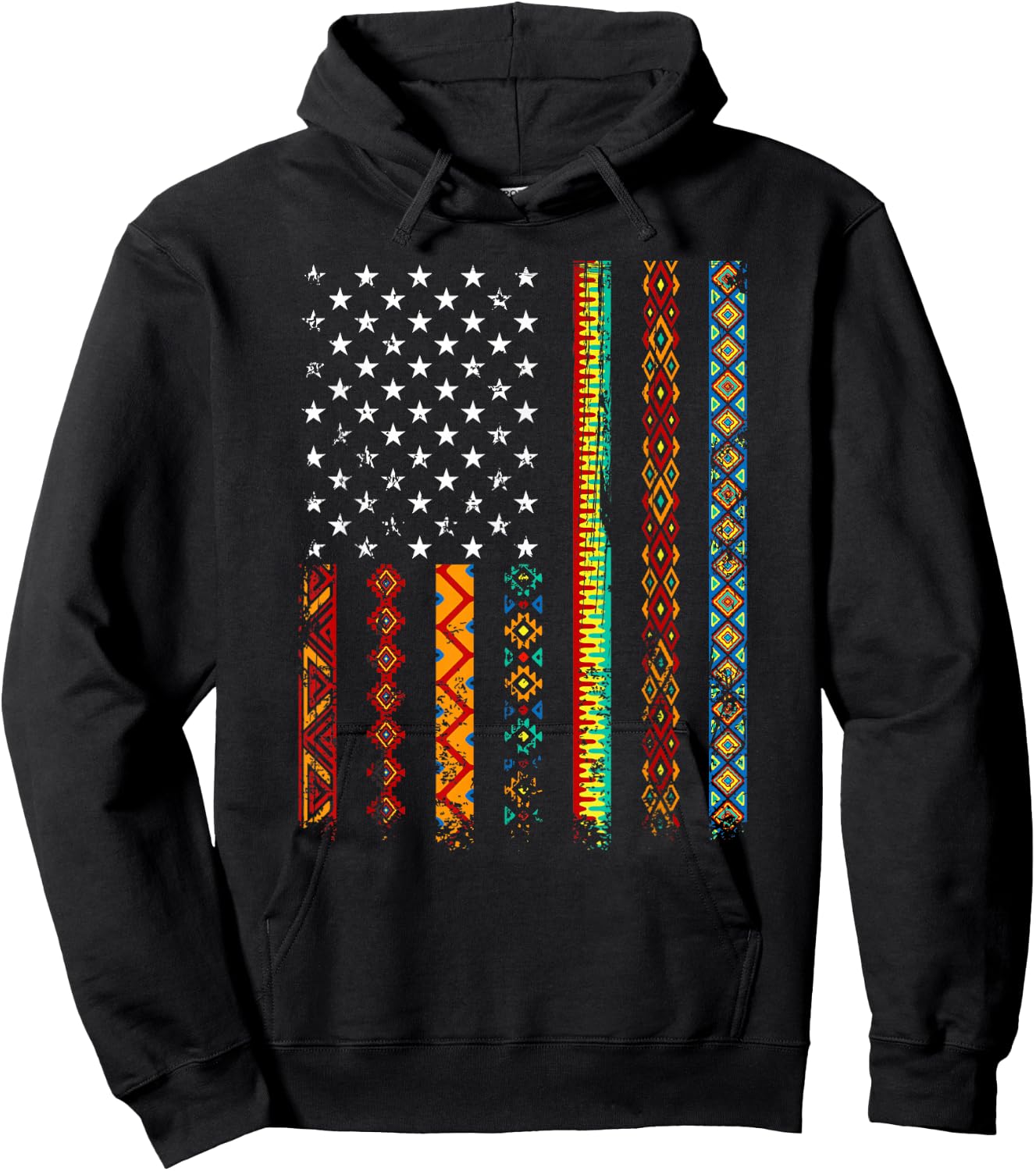 African Kente Cloth Shirts American Flag Hoodie - Hoodie | Black