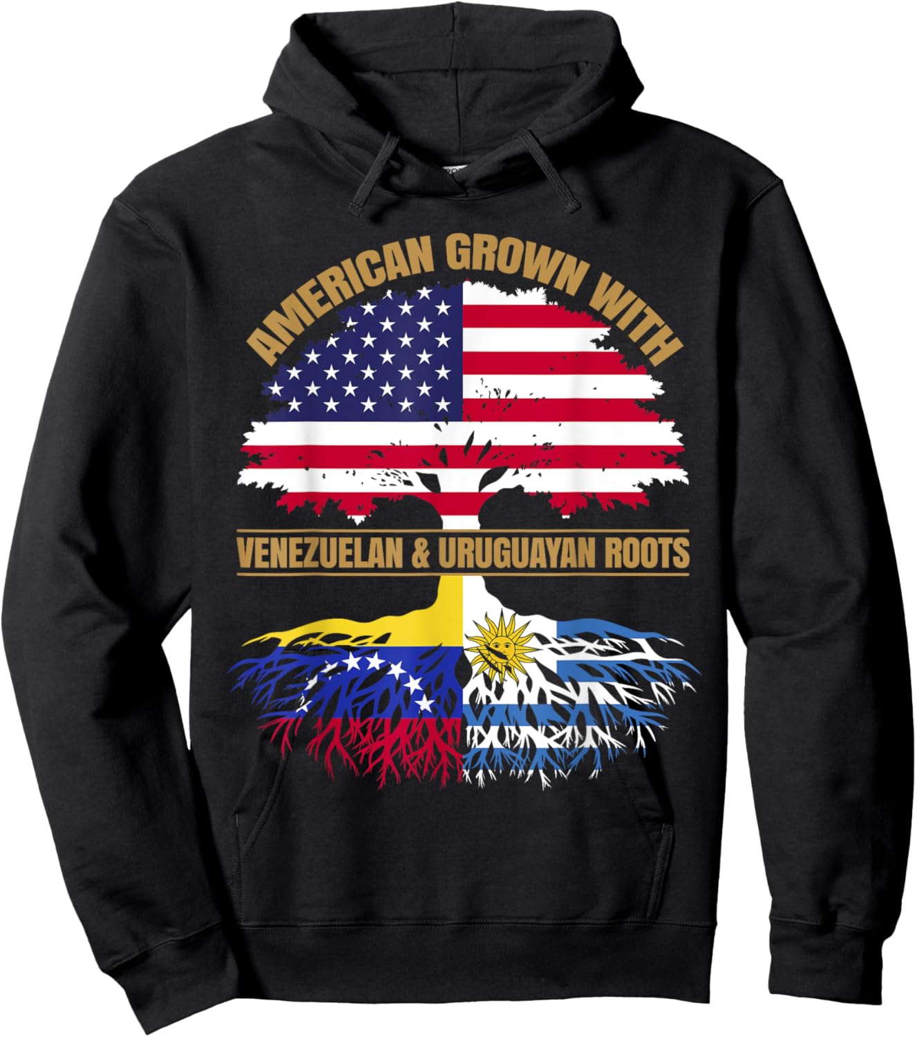 Heritage American Grown with Venezuelan Uruguayan Roots Hoodie - Hoodie | Black
