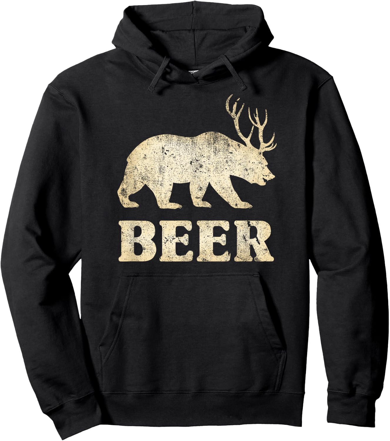 Vintage Bear Deer Funny Beer Small Hoodie - Hoodie | Black