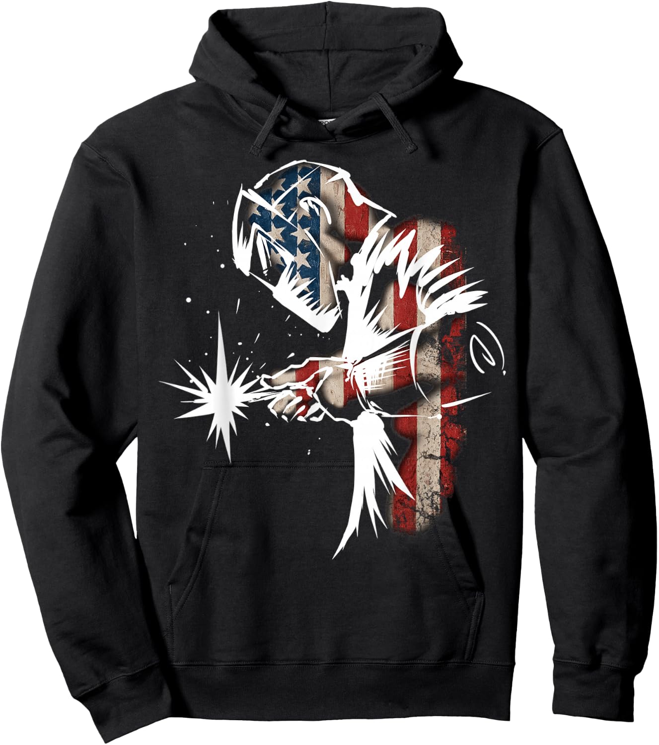 Welder American Flag USA Patriotic Welder Gift Hoodie - Hoodie | Black