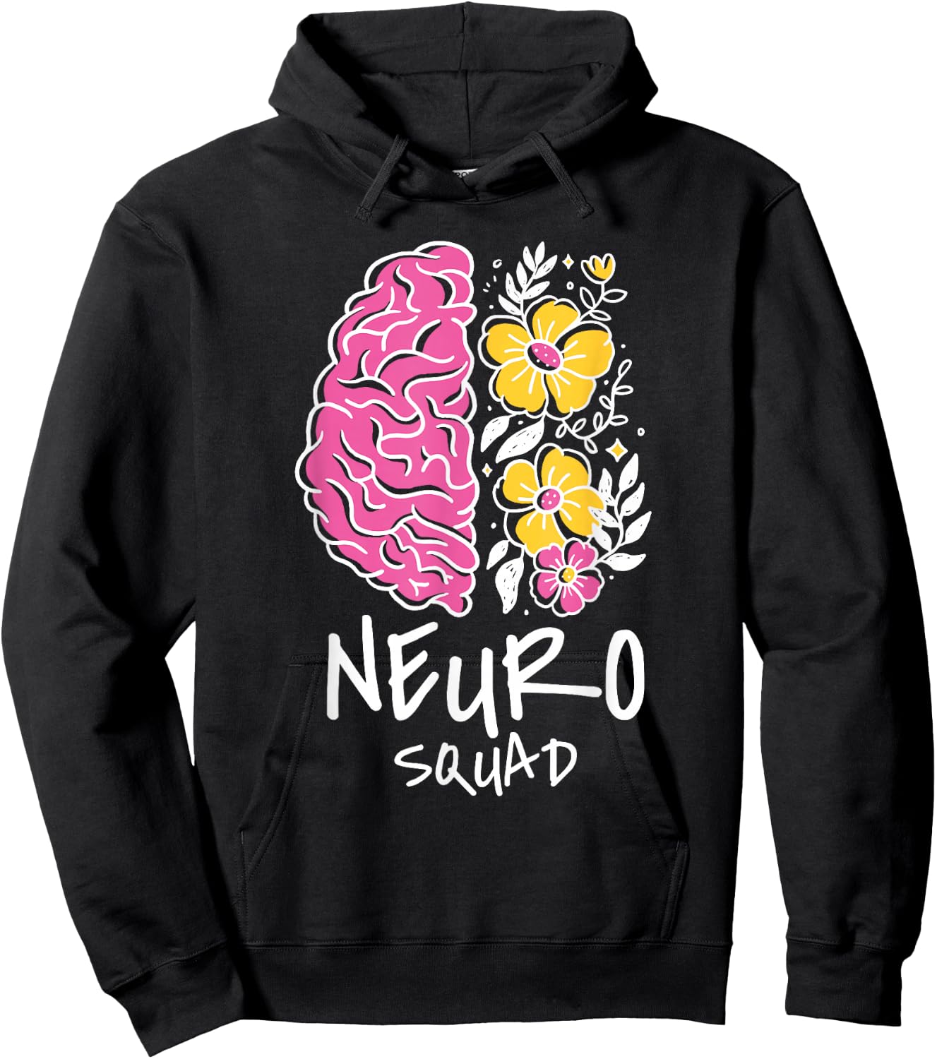 Neuro Squad Brain Flowers Art Hoodie - Hoodie | Black