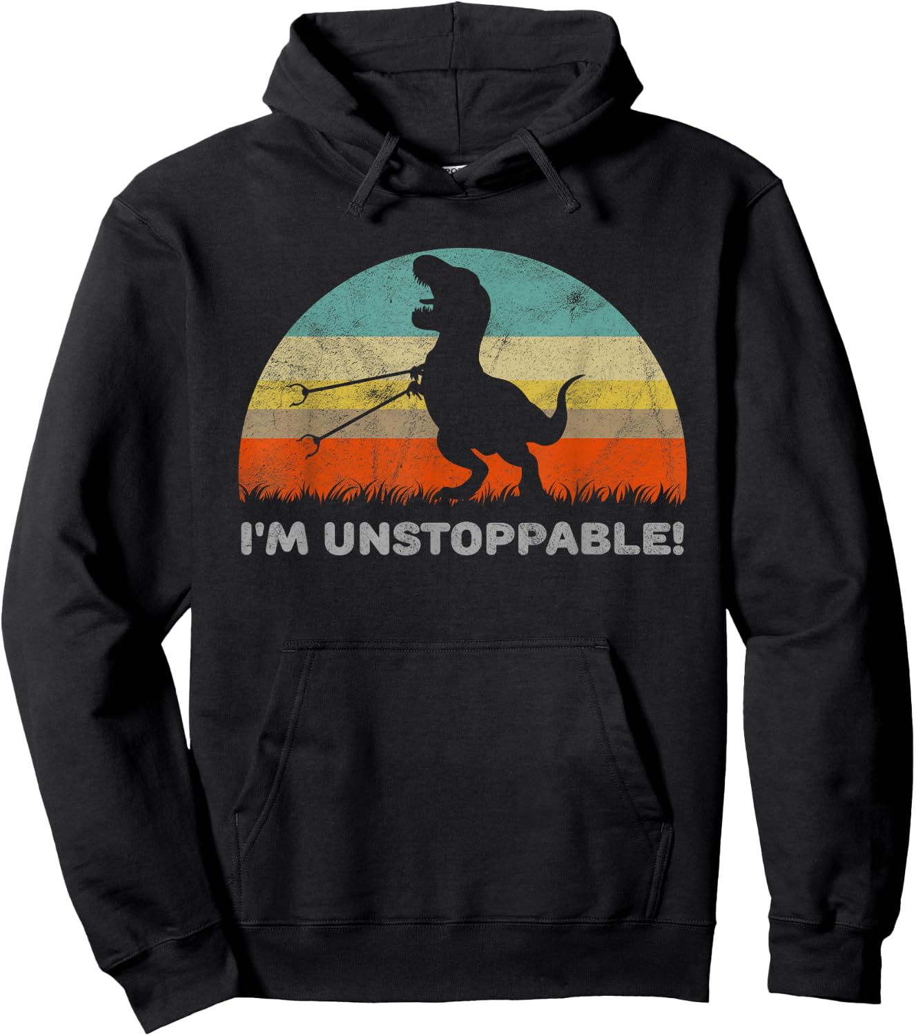 Funny I'm Unstoppable T Rex With Trash Grabber Pickup Tool Hoodie - Hoodie | Black
