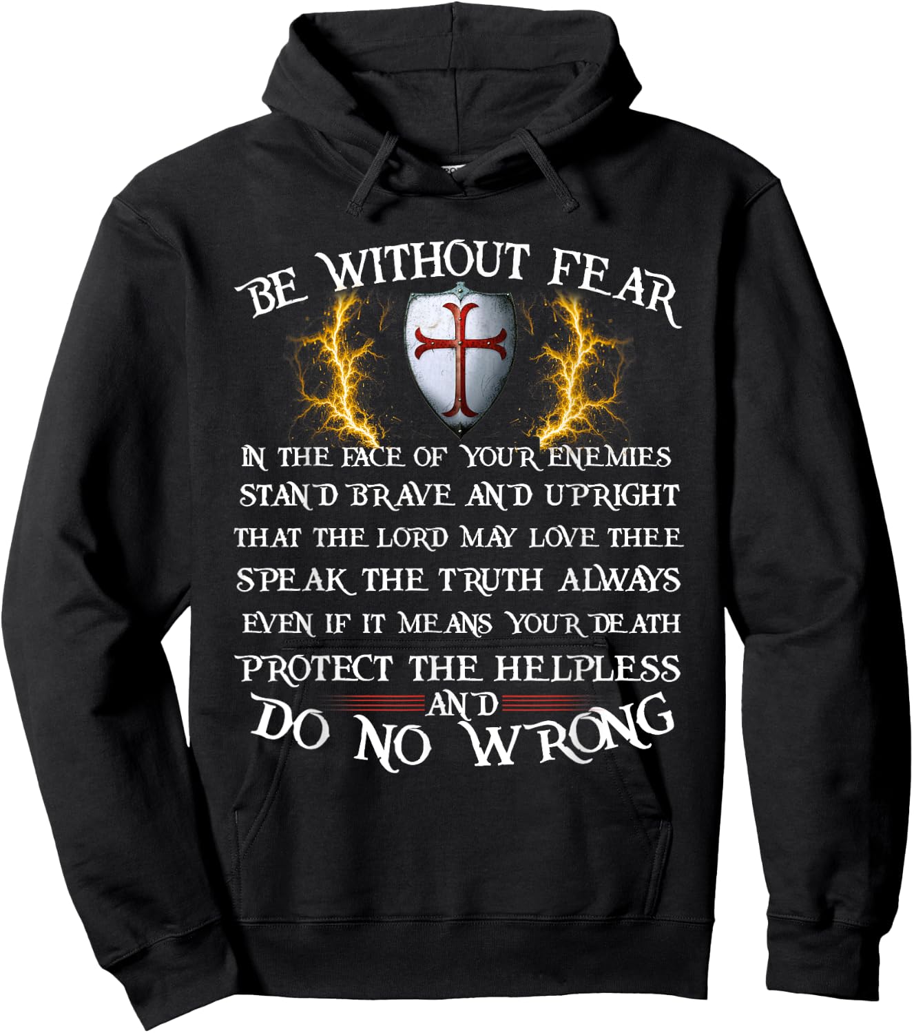 Crusader Knight | Knights Templar Code | Holy Cross Hoodie - Hoodie | Black