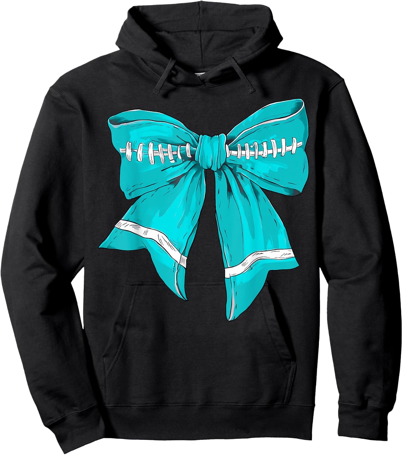 Football Game Day Teal Ribbon Cervical Cancer Awareness Hoodie - Hoodie | Black