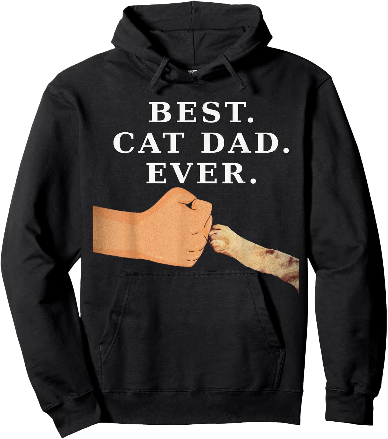Best Cat Dad Father & Kitty Paw Fist Bump Women Girls Kids Hoodie - Hoodie | Black