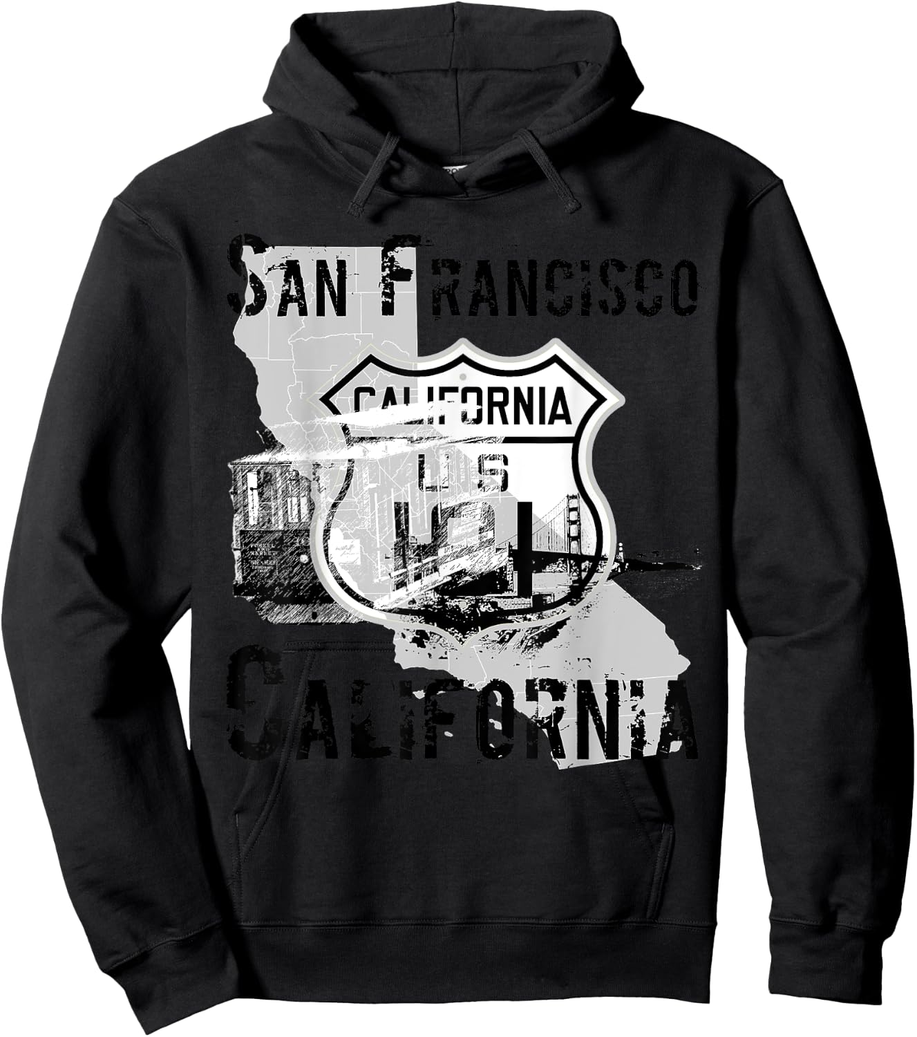 San Francisco California Graphic Hoodie - Hoodie | Black