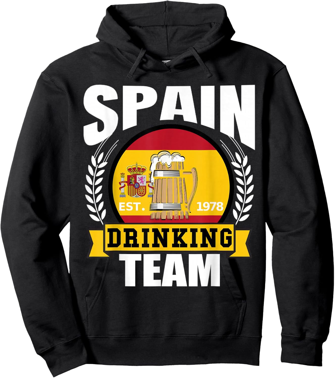 Spain Drinking Team Funny Spanish Flag Beer Party Gift Hoodie - Hoodie | Black