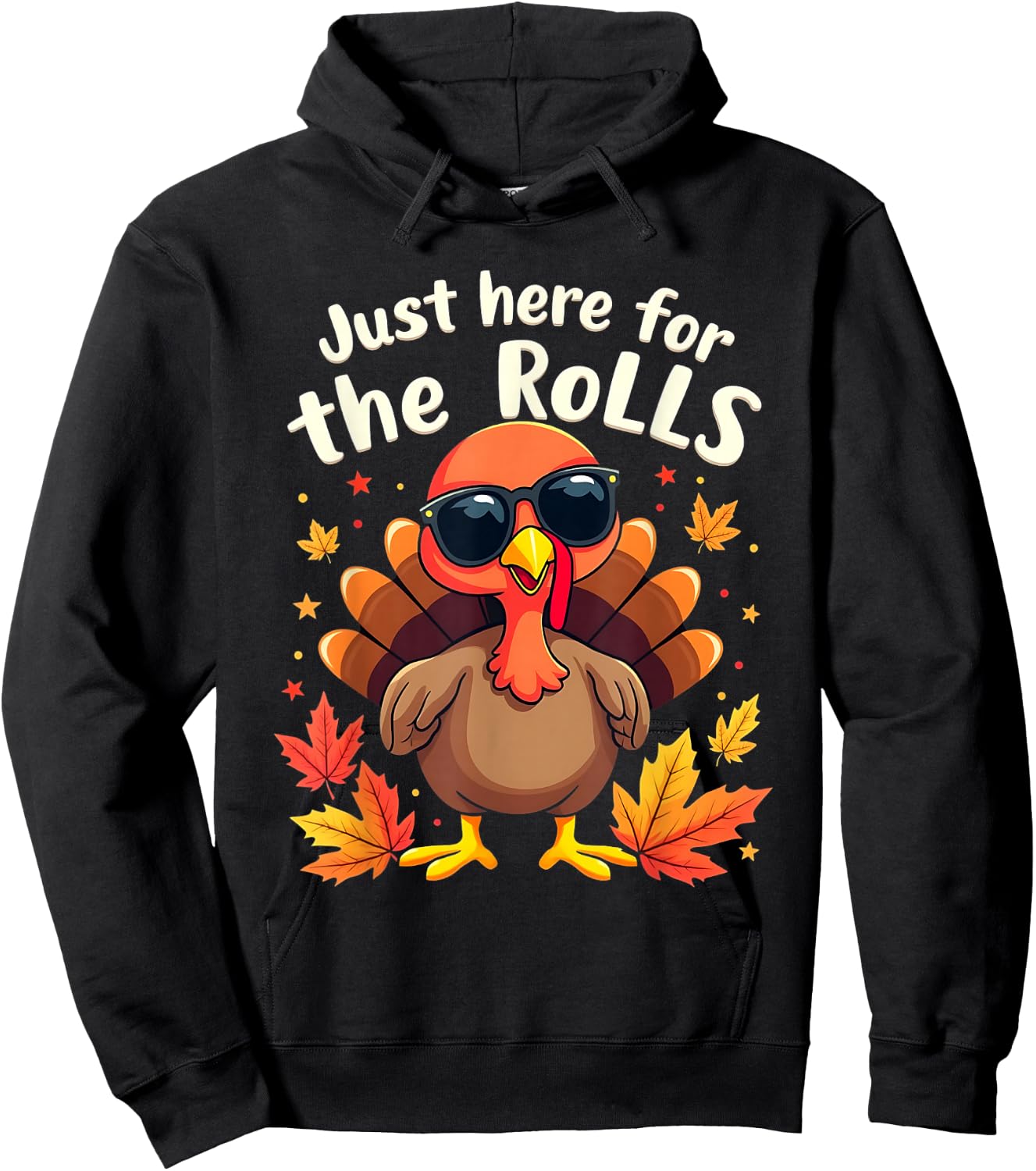Just Here For The Rolls Thanksgiving Dinner Kids Picky Eater Hoodie - Hoodie | Black