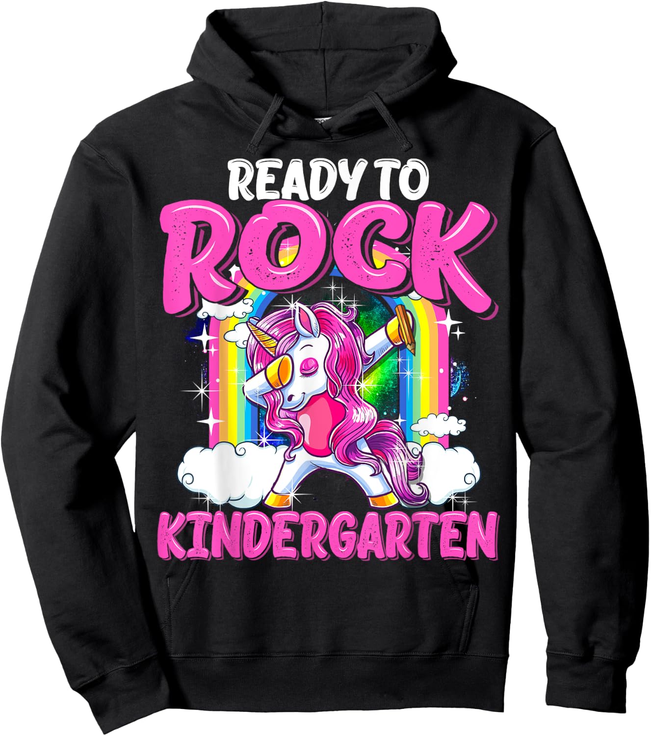 Ready To Rock Kindergarten Dabbing Unicorn Back To School Hoodie - Hoodie | Black