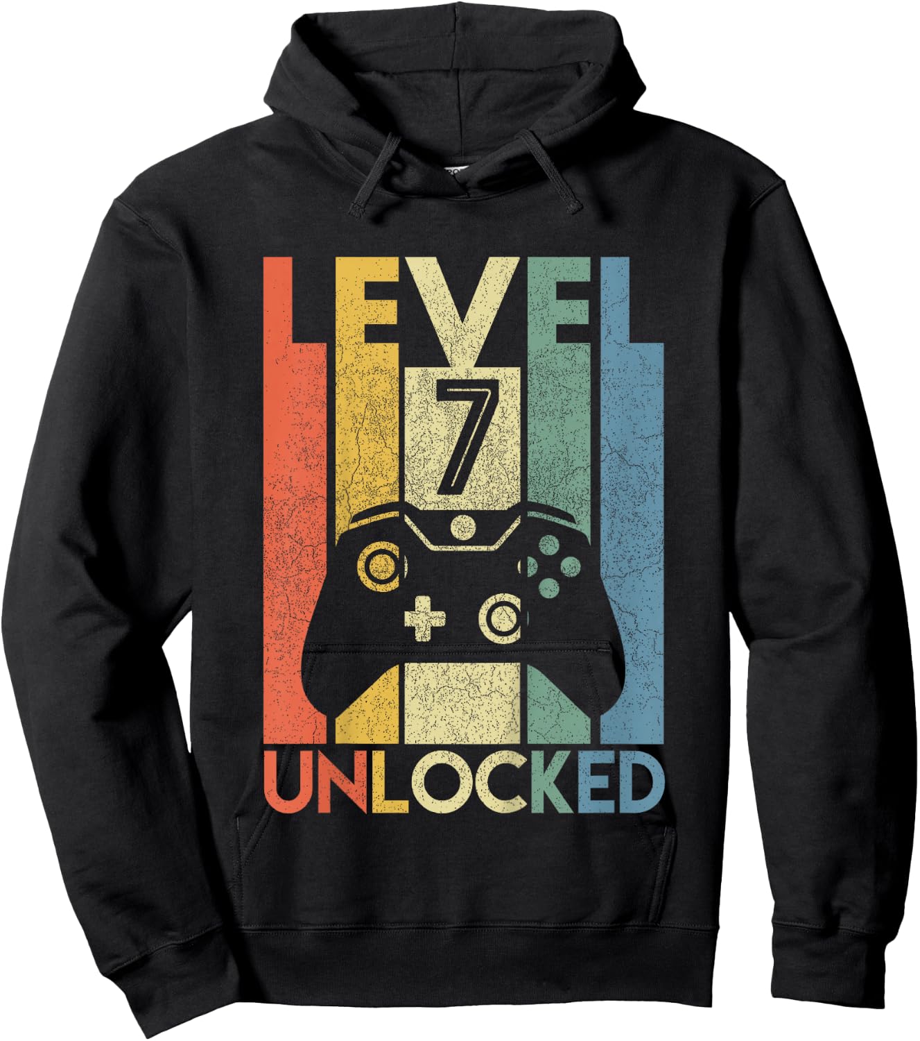 Kids Level 7 Unlocked Funny Video Gamer 7th Birthday Gift Hoodie - Hoodie | Black