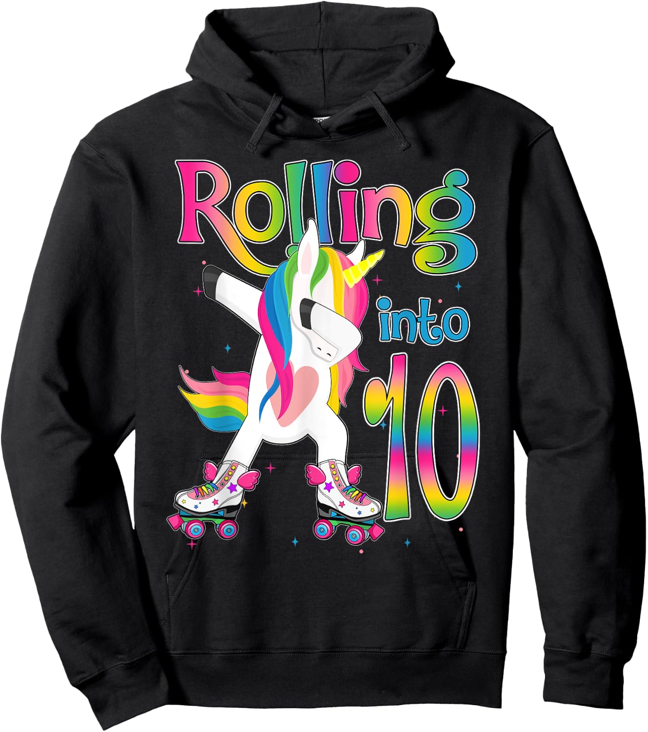 Rolling Into 10 years Lets Roll I'm Turning 10 Roller Skate Hoodie - Hoodie | Black