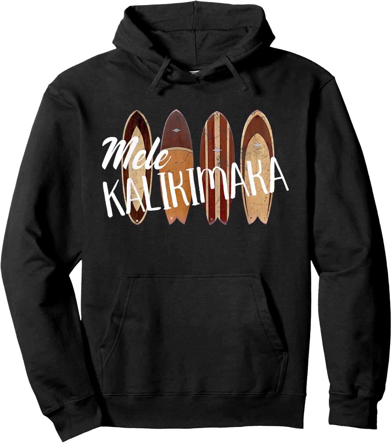 Christmas Mele Kalikimaka Vintage Hawaii surfboards Hoodie - Hoodie | Black