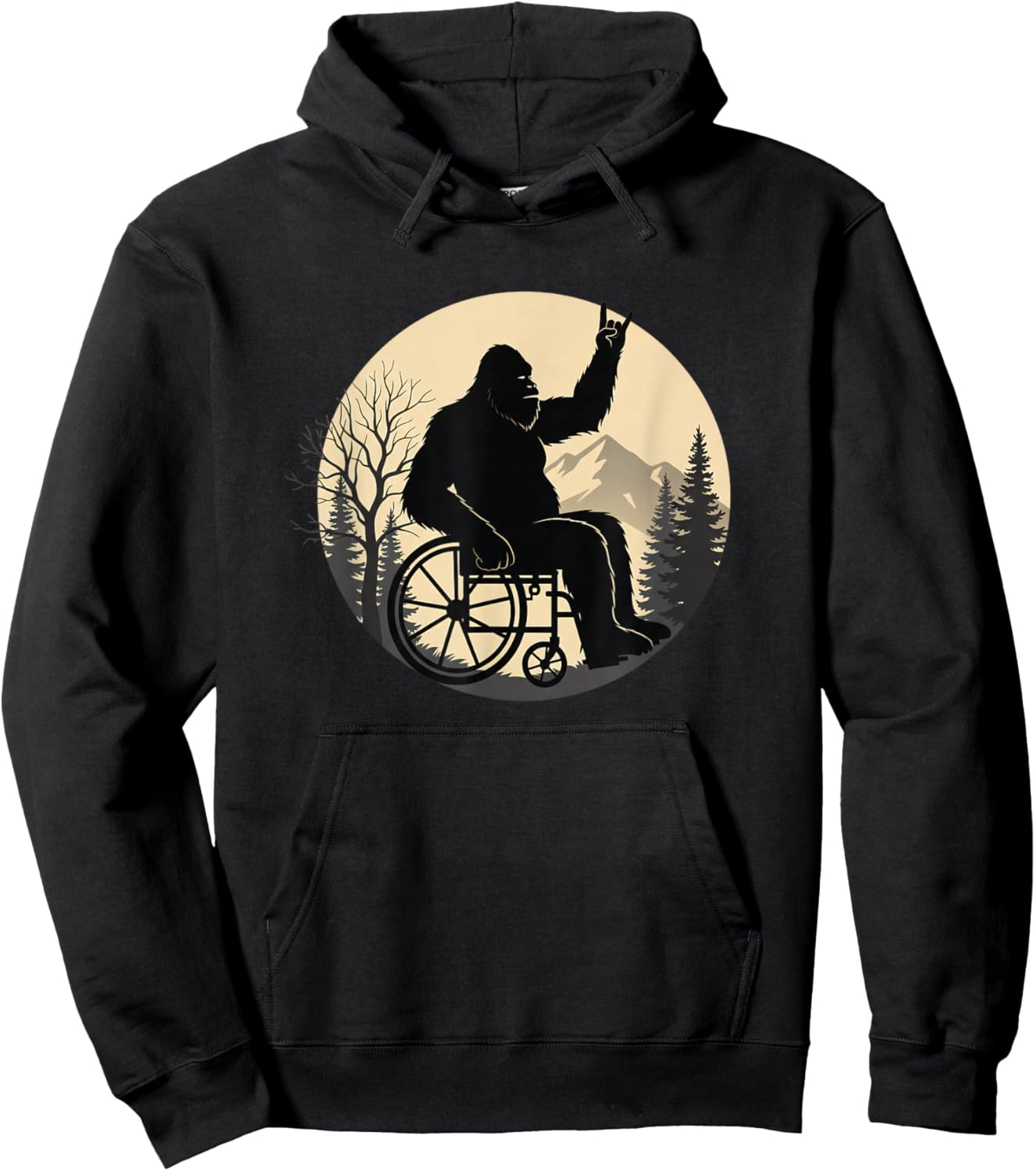 Sasquatch Wheelchair Mountain Birthday Men Hoodie - Hoodie | Black