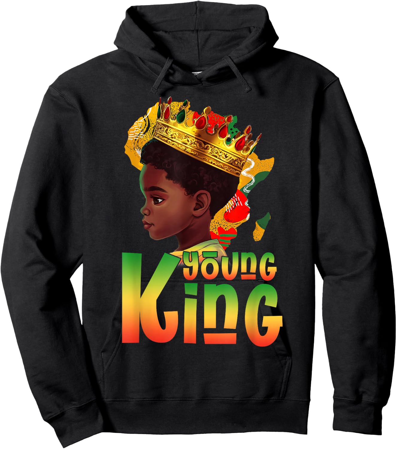 Black Young King Black History Month Kids Afro Boys Men Hoodie - Hoodie | Black