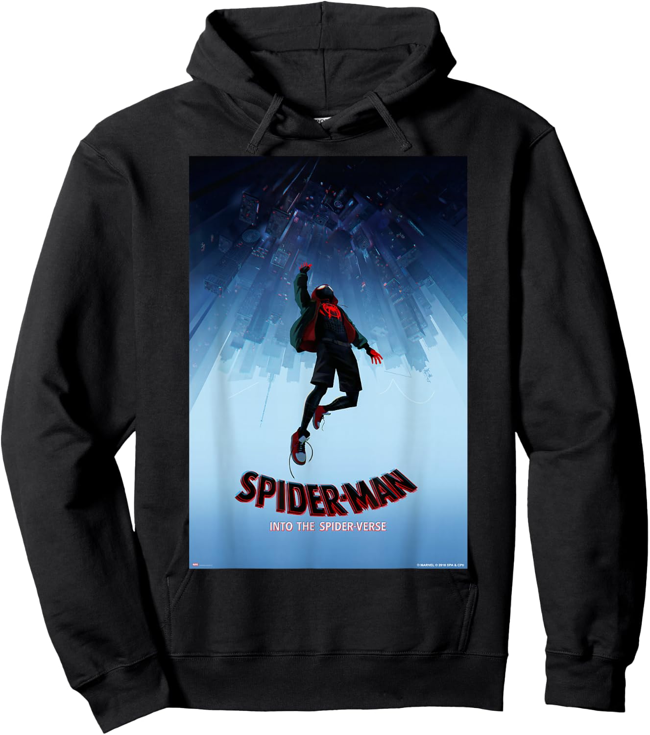 Marvel Spider-Man Spiderverse Upside Down Poster Small Hoodie - Hoodie | Black