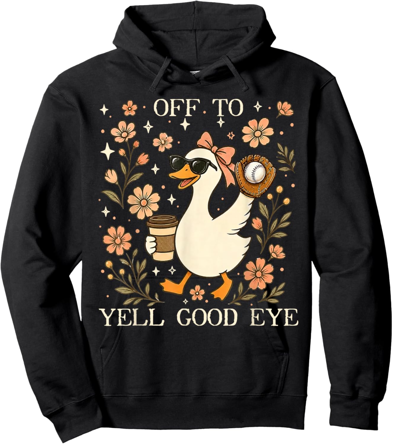 Off to Yell Good Eye Funny Baseball Mom Silly Goose Game Day Hoodie - Hoodie | Black
