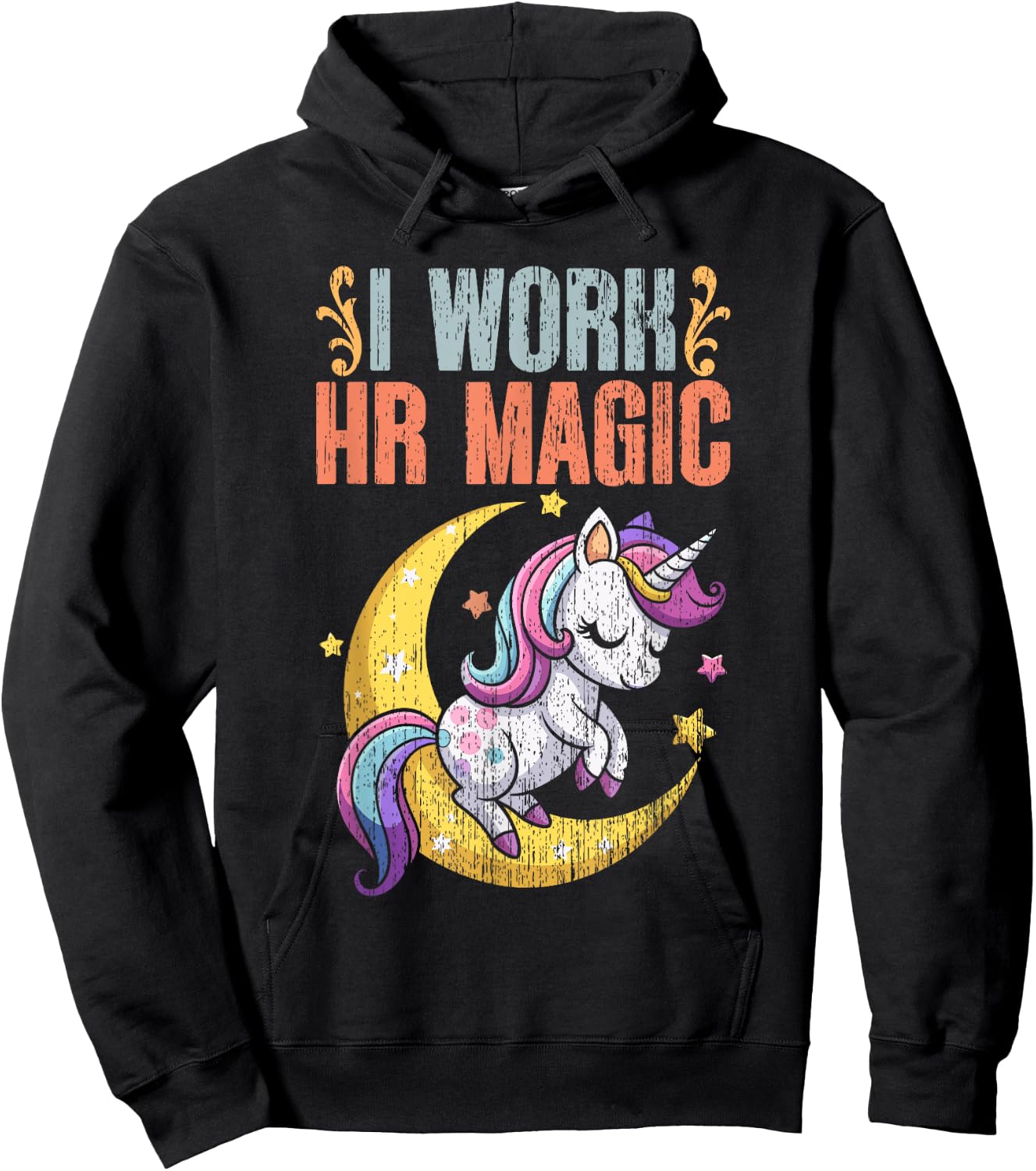 I Work HR Magic Retro Human Resource Management For HR Squad Hoodie - Hoodie | Black
