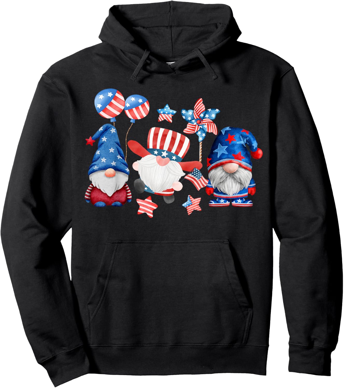 Happy Memorial Day 4th of July with Usa Flag Gnomes Women Hoodie - Hoodie | Black