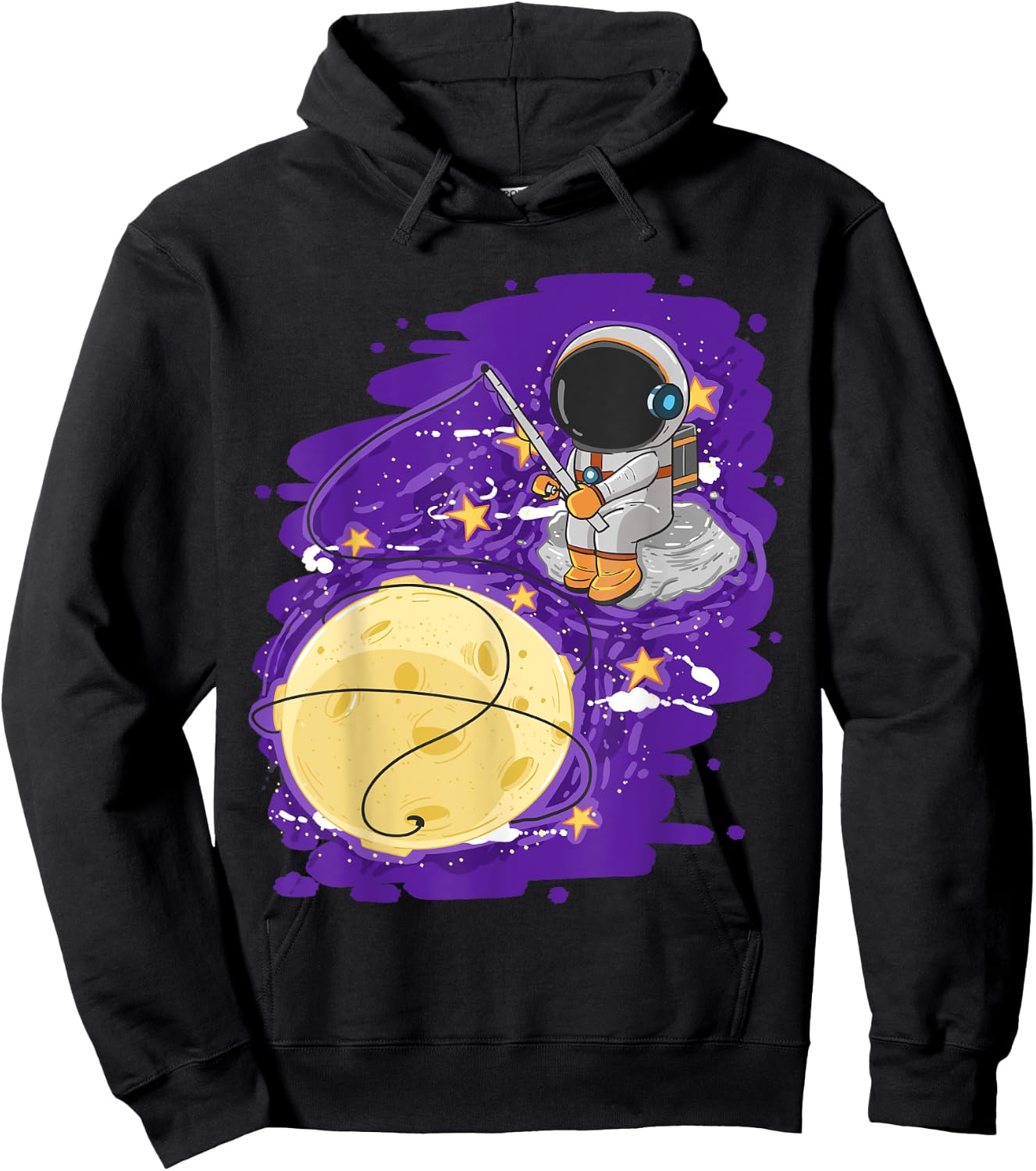 Astronaut Fishing Cute Spaceman Galaxy Space Lover Boys Gift Hoodie - Hoodie | Black