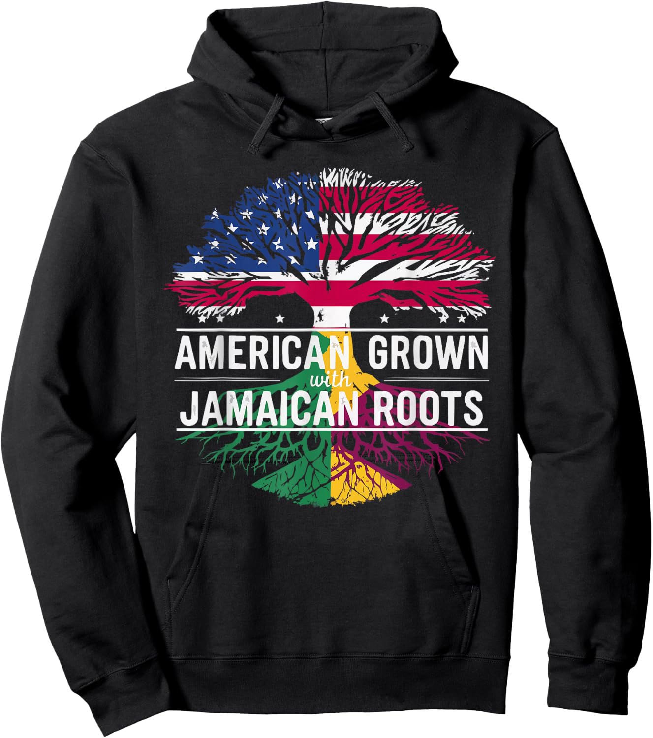 Half American Half Jamaican USA Flag Jamaica America Hoodie - Hoodie | Black