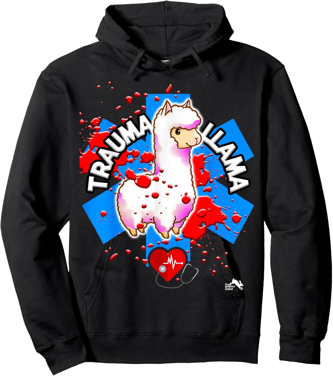 Funny EMT Trauma Llama EMS Paramedic Gift Hoodie - Hoodie | Black