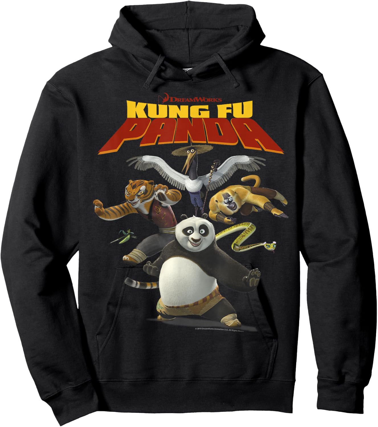 Kung Fu Panda Group Shot Action Portrait Movie Logo Small Hoodie - Hoodie | Black