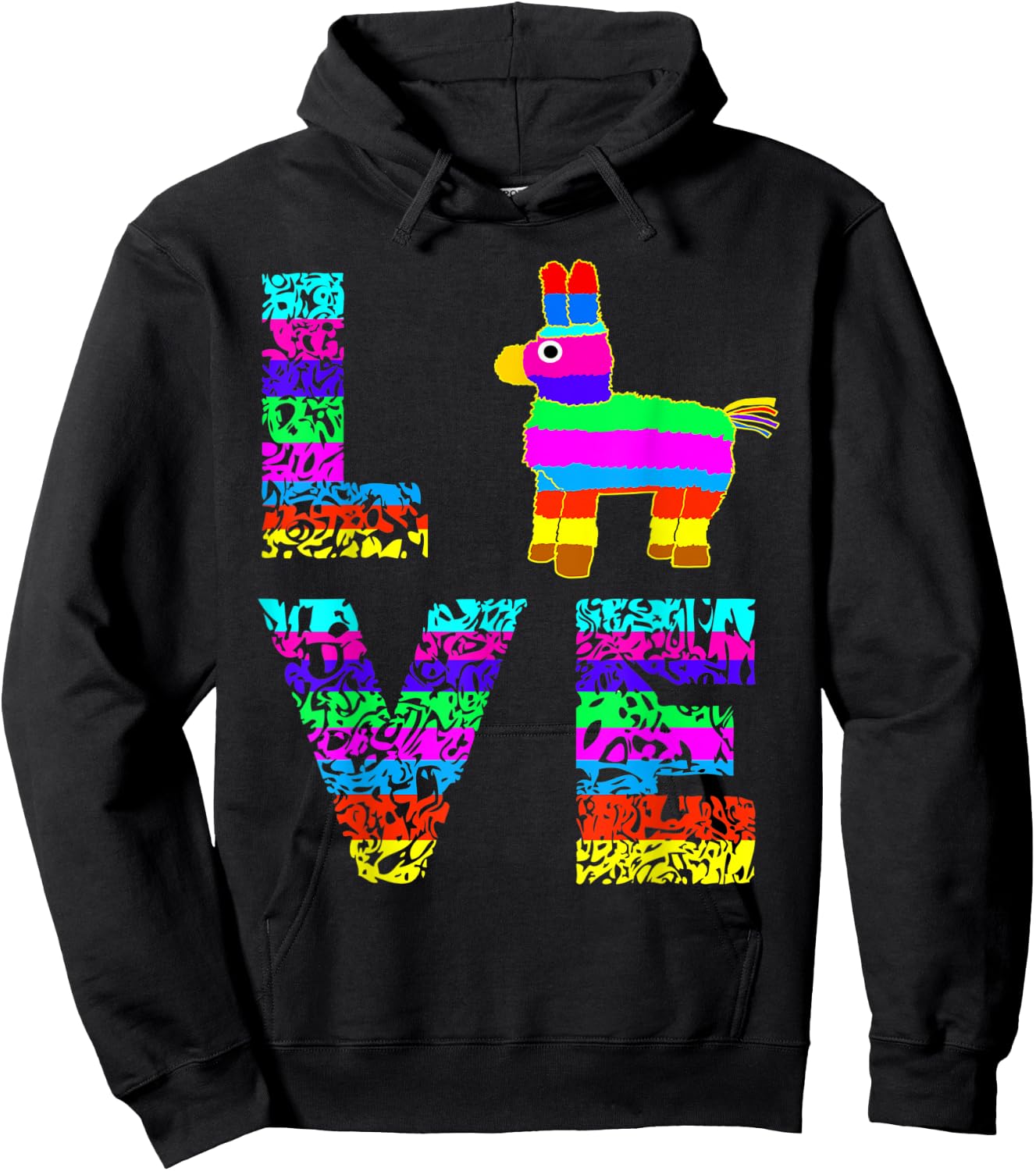 Funny Pinata Rainbow Horse Mexican Fiesta Party Hit Hoodie - Hoodie | Black