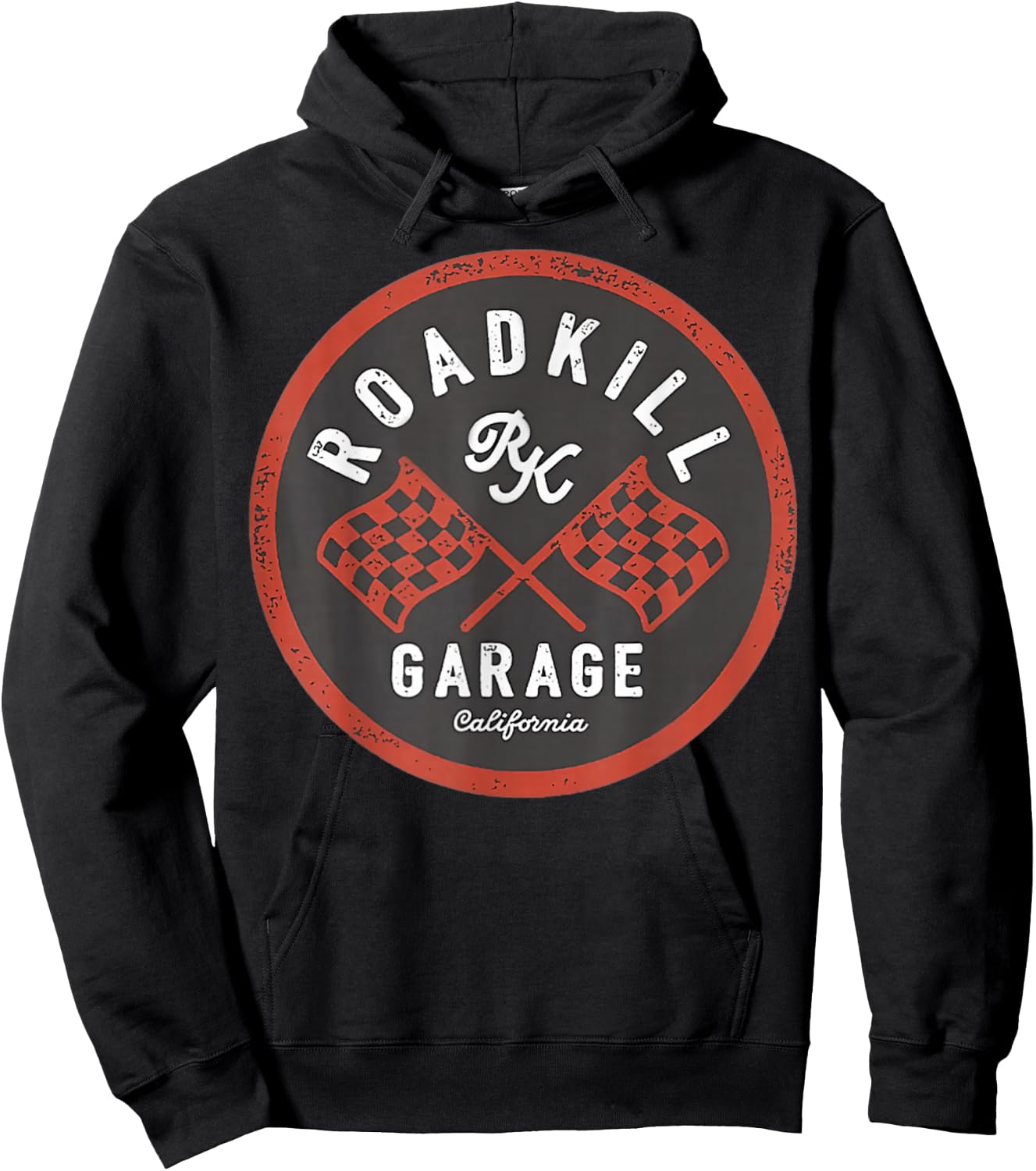 Motortrend Roadkill Garage Flags - Men's Classic Fit Black Small Short Sleeve Hoodie - Hoodie | Black